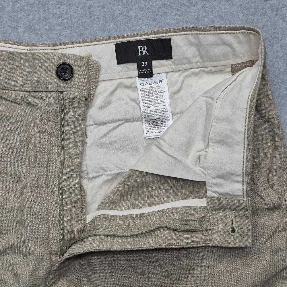 Banana Republic Shorts Mens Size 33 Tan Linen Blend Chino Oatmeal Casual Flat